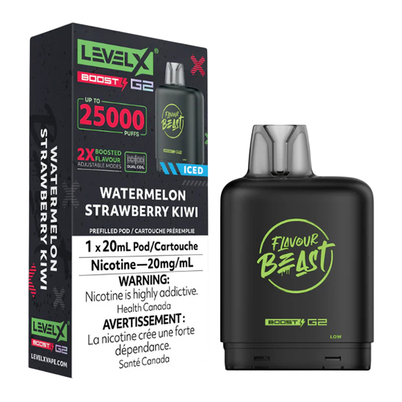 FLAVOUR BEAST LEVEL X BOOST WATERMELON STRAWBERRY KIWI ICED 6PK
