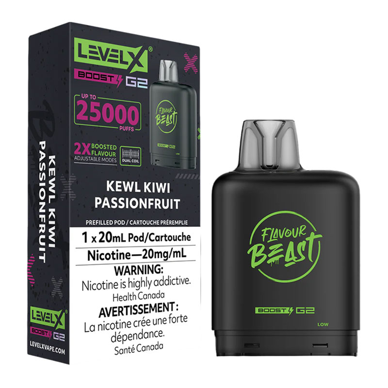 FLAVOUR BEAST LEVEL X BOOST KEWL KIWI PASSIONFRUIT 6PC