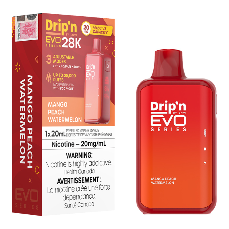 ENVI DRIP'N EVO 28K MANGO PEACH WTRMLN 5PC CARTON