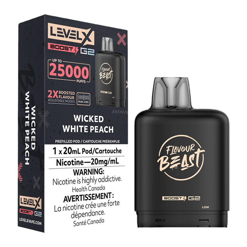 FLAVOUR BEAST LEVEL X BOOST WICKED WHITE PEACH 6PC