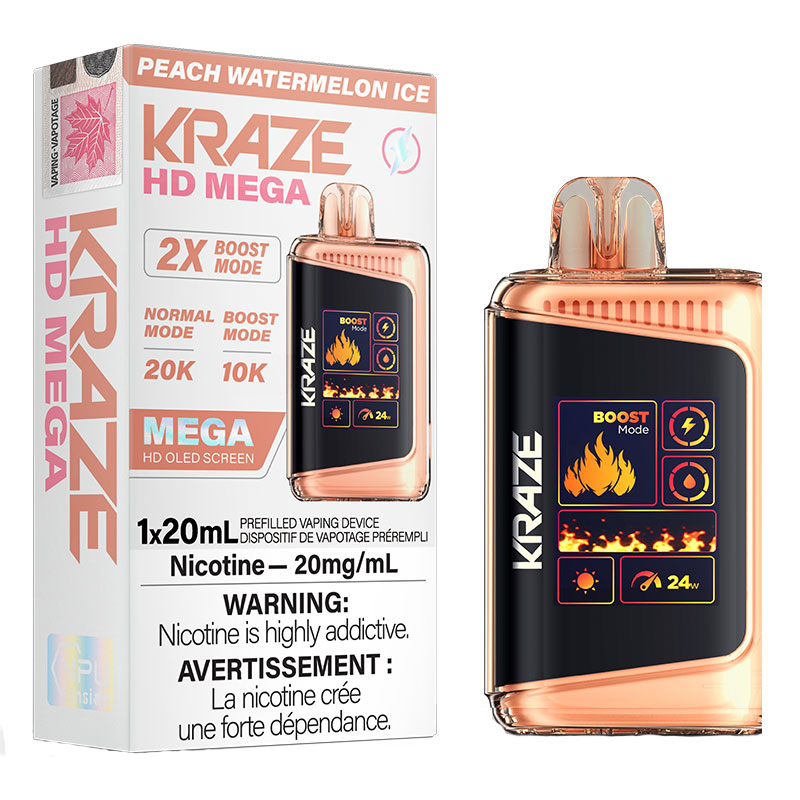KRAZE HD MEGA 20K PEACH WATERMELON ICE 5PC