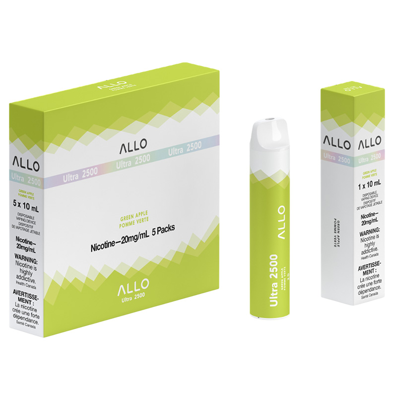 ALLO 2500 GREEN APPLE 5 PC CARTON