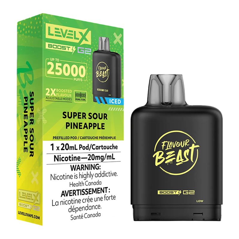 FLAVOUR BEAST LEVEL X BOOST SUPER SOUR PINEAPPLE ICED 6PK