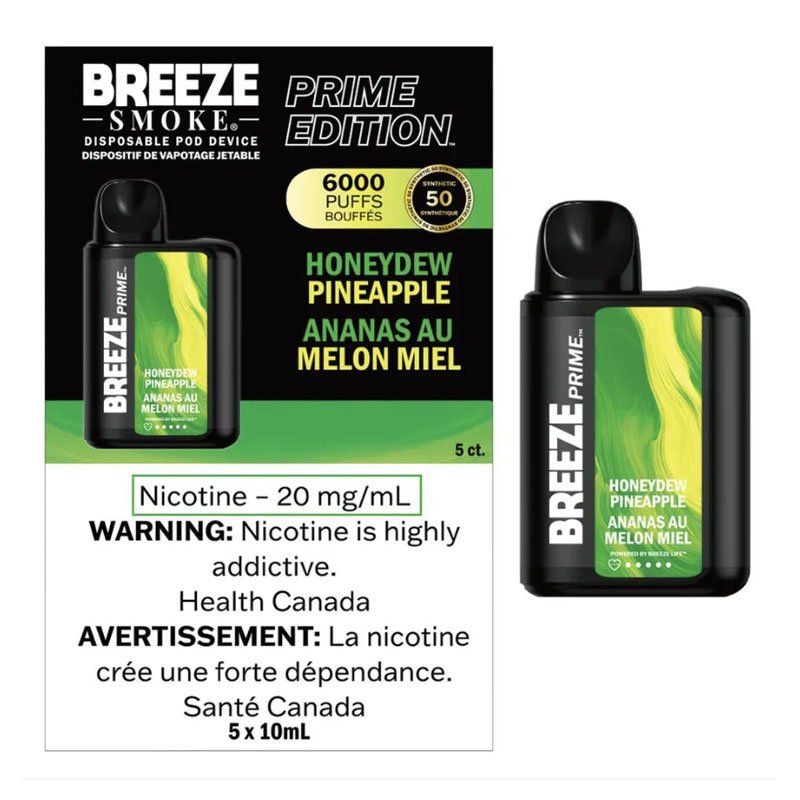 BREEZE PRIME S50 6000 (8ML) - HONEYDEW PINEAPPLE 5CT