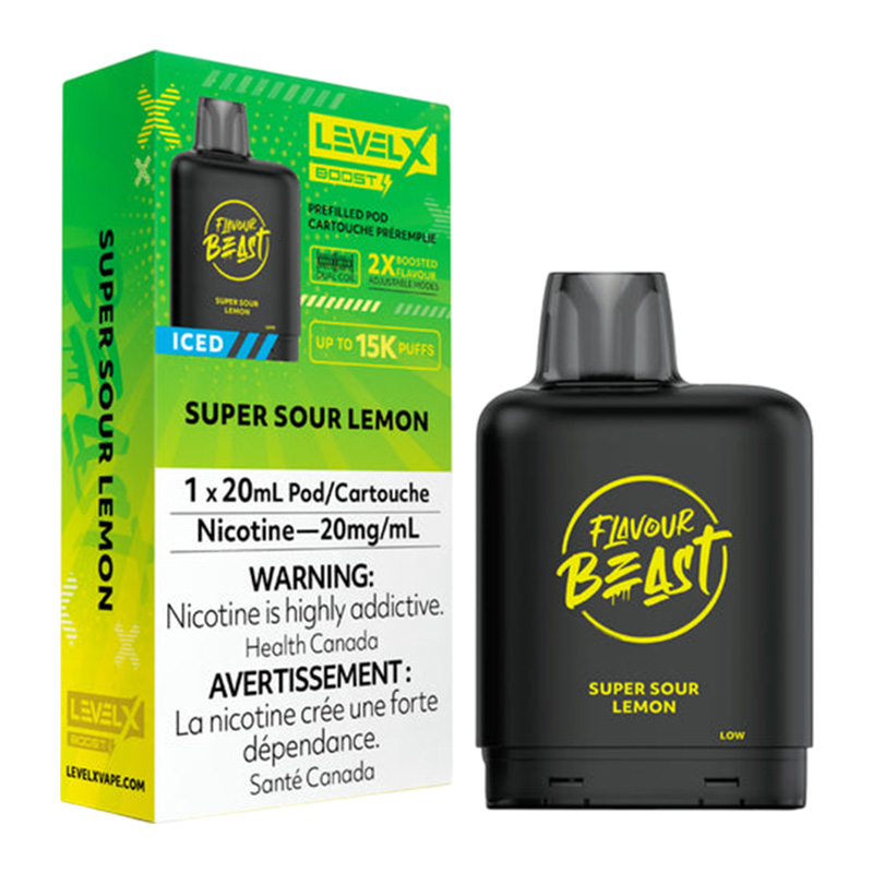 FLAVOUR BEAST LEVEL X BOOST SUPER SOUR LEMON ICED 6PK
