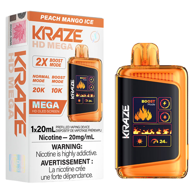 KRAZE HD MEGA 20K PEACH MANGO ICE 5PC