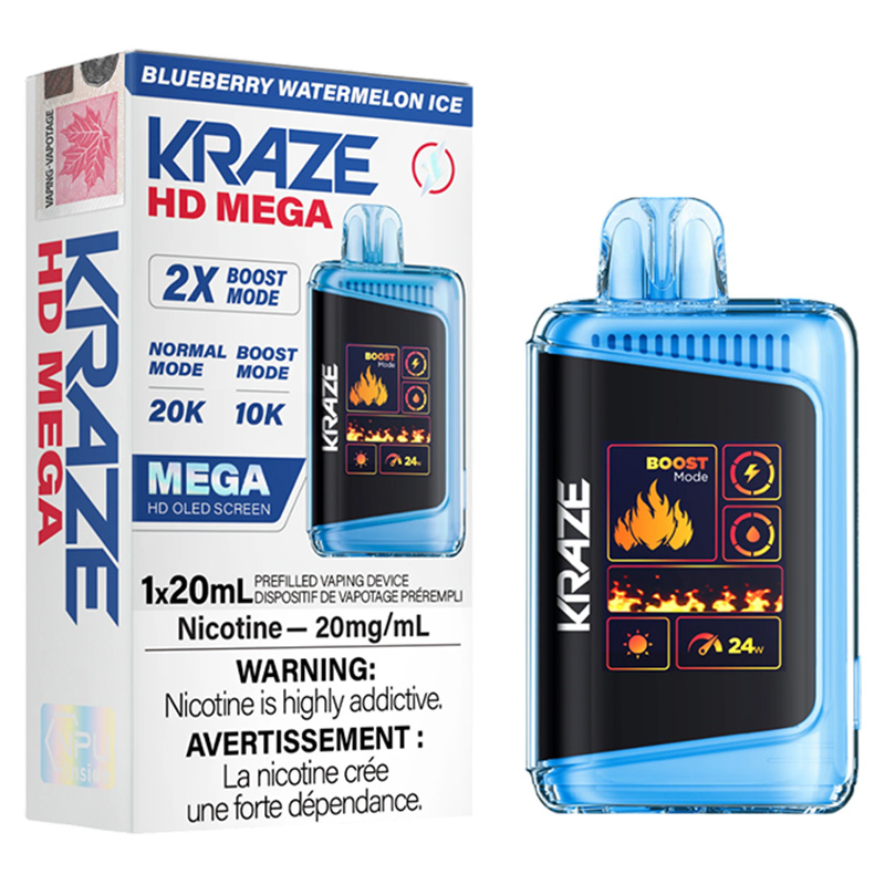KRAZE HD MEGA 20K BLUEBERRY WATERMELON ICE ICE 5PC