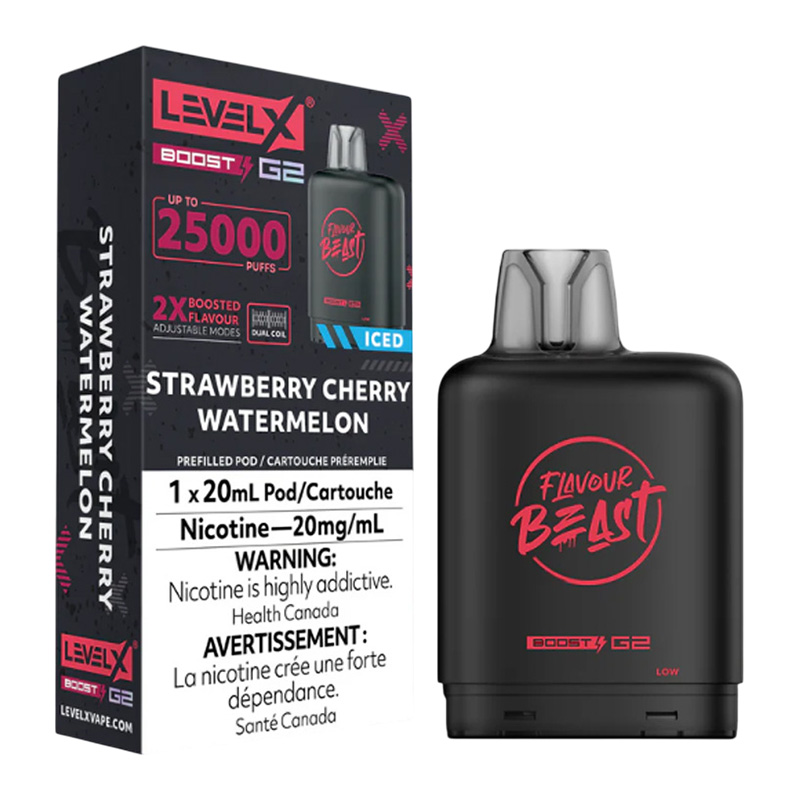 FLAVOUR BEAST LEVEL X BOOST STRAWBERRY CHERRY WATERMELON ICED 6PK