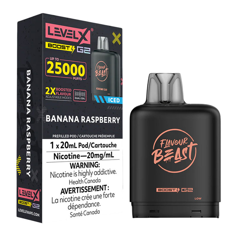 FLAVOUR BEAST LEVEL X BOOST BANANA RASPBERRY ICED 6PC