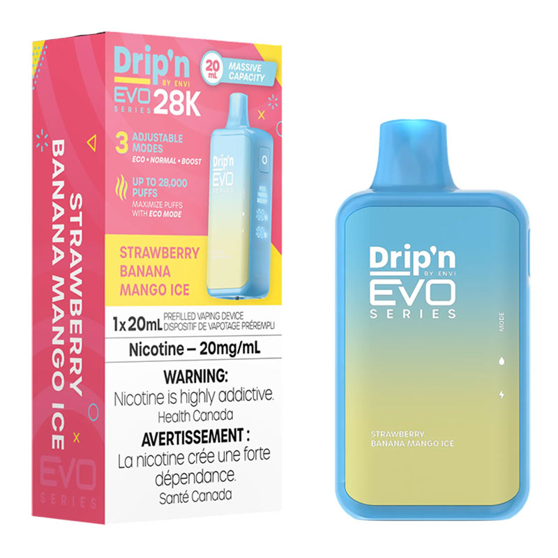 ENVI DRIP'N EVO 28K STRAWBERRY BANANA MANGO ICE 5PC CARTON