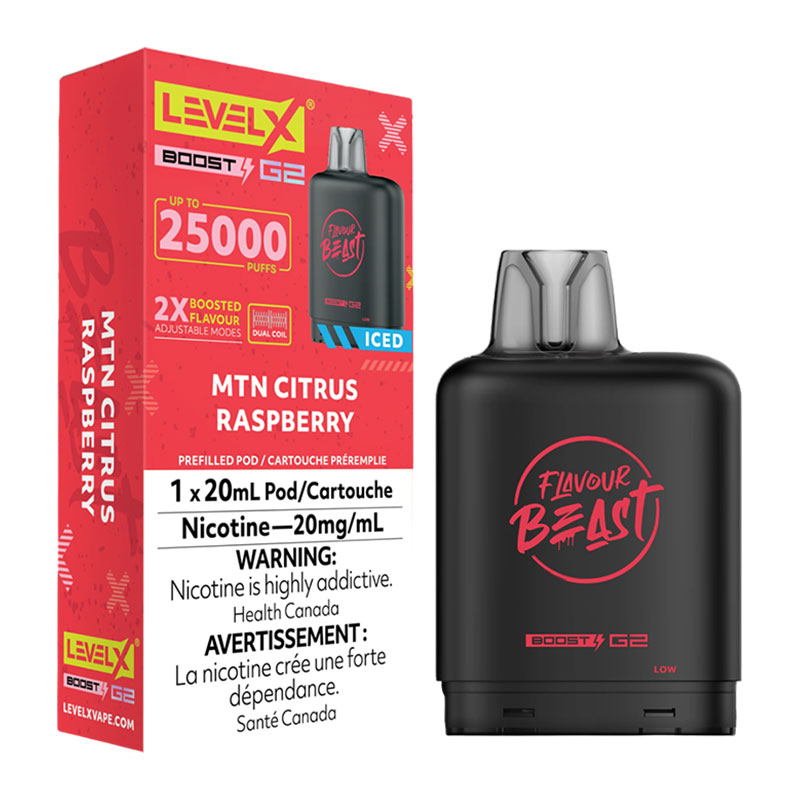 FLAVOUR BEAST LEVEL X BOOST MTN CITRUS RASPBERRY ICED 6PK