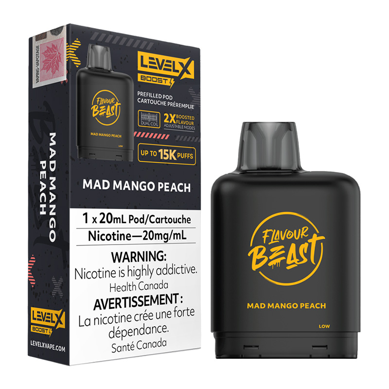 FLAVOUR BEAST LEVEL X BOOST MAD MANGO PEACH 6PK