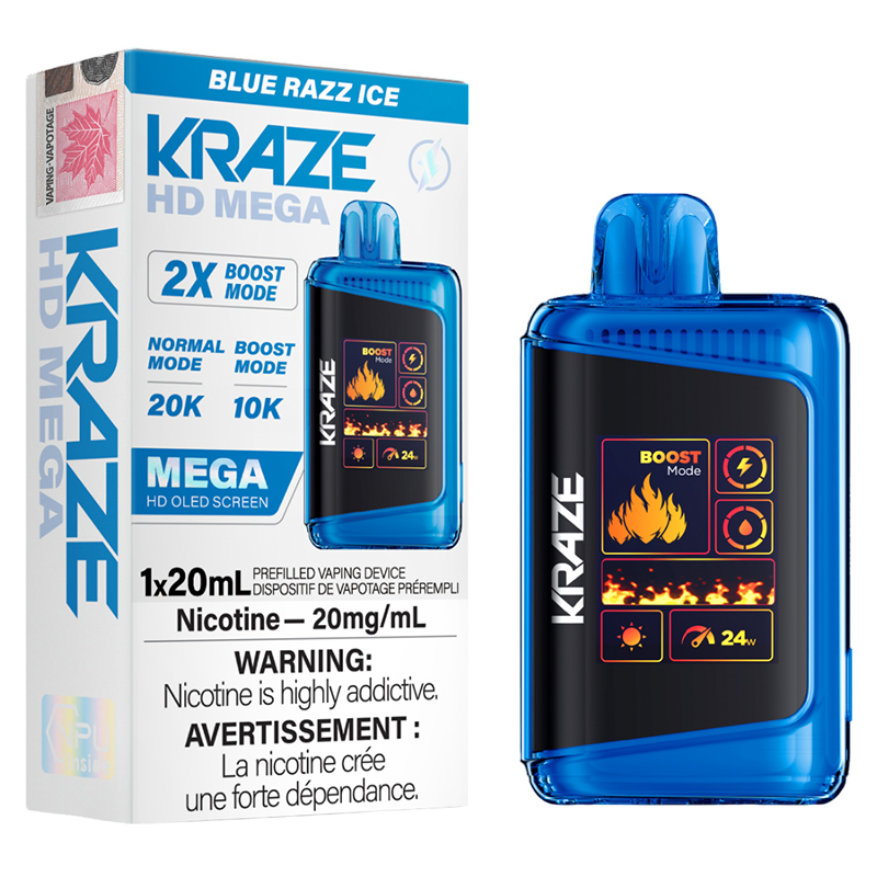KRAZE HD MEGA 20K BLUE RAZZ ICE 5PC