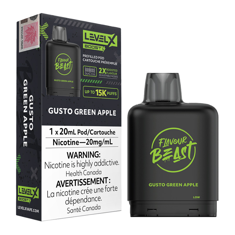 FLAVOUR BEAST LEVEL X BOOST GUSTO GREEN APPLE 6PK