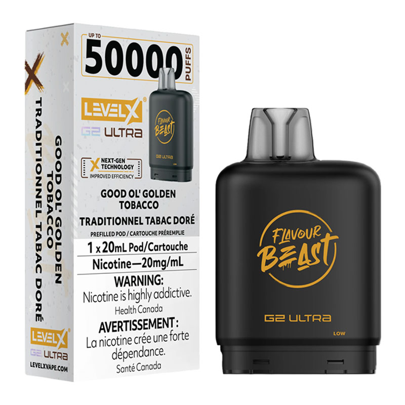 LEVEL X FLAVOUR BEAST G2 ULTRA 50K - GOOD OL' GOLDEN TOBACCO
