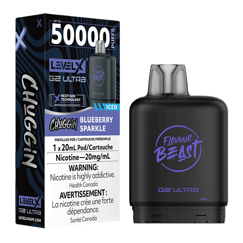 LEVEL X FLAVOUR BEAST G2 ULTRA 50K - (CHUGGIN') BLUEBERRY SPARKLE (ICED)