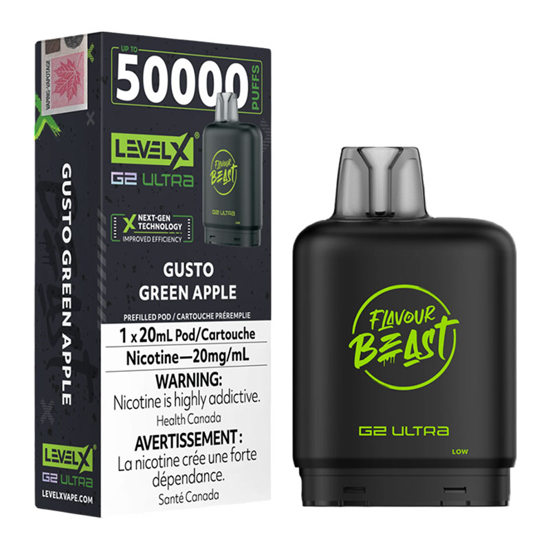 LEVEL X FLAVOUR BEAST G2 ULTRA 50K - GUSTO GREEN APPLE