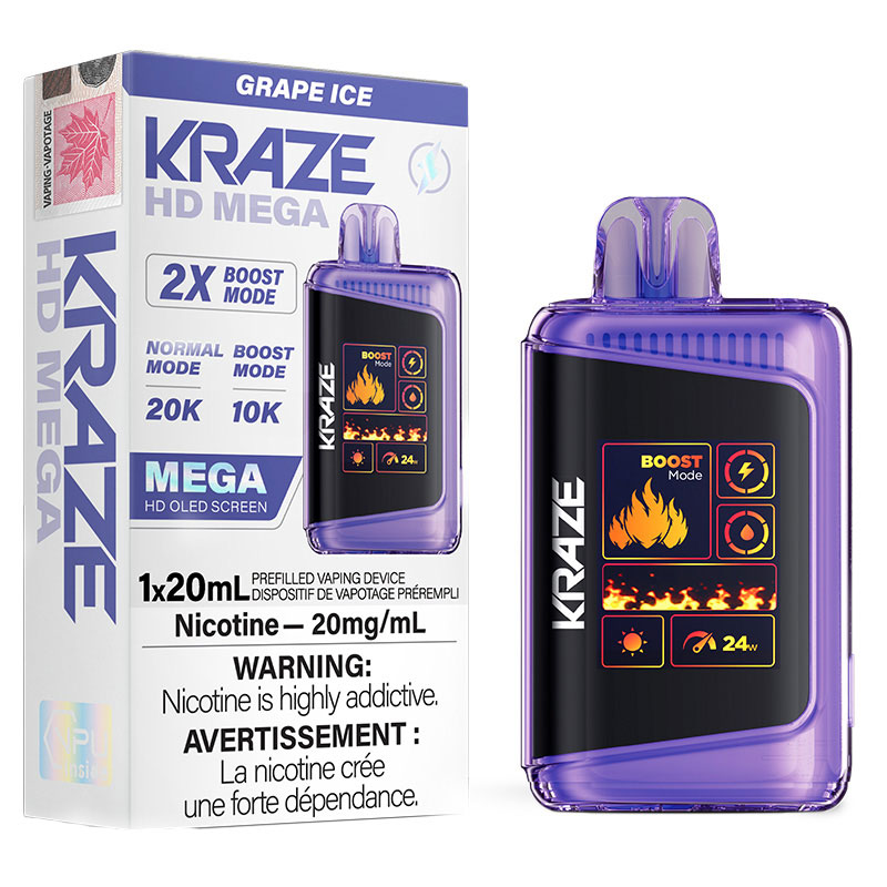 KRAZE HD MEGA 20K GRAPE ICE 5PC
