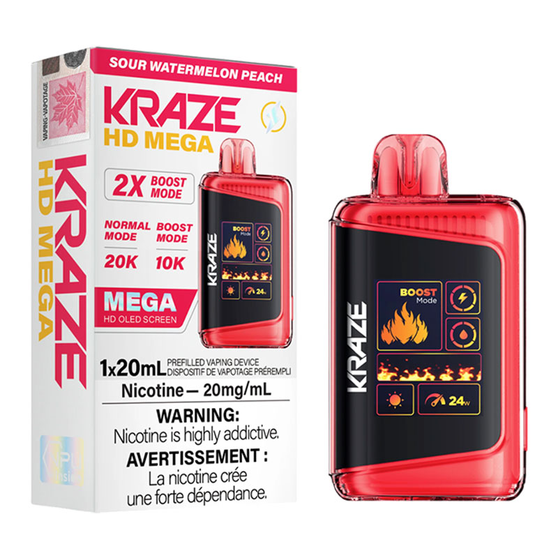 KRAZE HD MEGA 20K SOUR WATERMELON PEACH 5PC