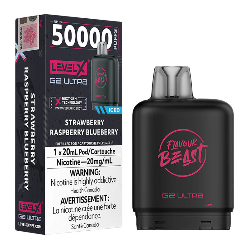 LEVEL X FLAVOUR BEAST G2 ULTRA 50K - STRAWBERRY RASPBERRY BLUEBERRY ICED ICED