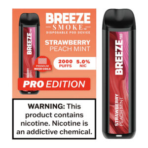 BREEZE PRO 20MG 2000 PUFFS 4ML DISPOSABLE VAPE - 10CT - STRAWBERRY PEACH MINT