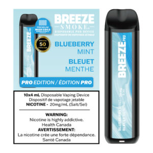 BREEZE PRO S50 2000 PUFFS 4ML DISPOSABLE VAPE - 10CT - BLUEBERRY MINT