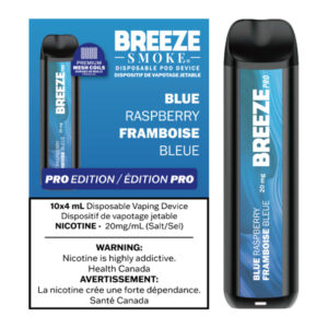 BREEZE PRO 20MG 2000 PUFFS 4ML DISPOSABLE VAPE - 10CT - BLUE RASPBERRY