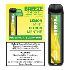 BREEZE PRO 20MG 2000 PUFFS 4ML DISPOSABLE VAPE - 10CT - LEMON MINT