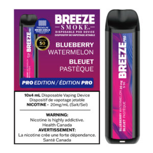 BREEZE PRO S50 2000 PUFFS 4ML DISPOSABLE VAPE - 10CT - BLUEBERRY WATERMELON