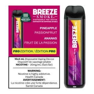 BREEZE PRO 20MG 2000 PUFFS 4ML DISPOSABLE VAPE - 10CT - PINEAPPLE PASSIONFRUIT