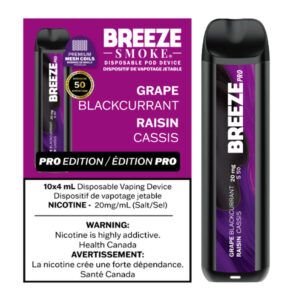BREEZE PRO S50 2000 PUFFS 4ML DISPOSABLE VAPE - 10CT - GRAPE BLACKCURRANT