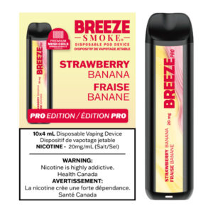 BREEZE PRO 20MG 2000 PUFFS 4ML DISPOSABLE VAPE - 10CT - STRAWBERRY BANANA