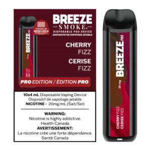 BREEZE PRO 20MG 2000 PUFFS 4ML DISPOSABLE VAPE - 10CT - CHERRY FIZZ