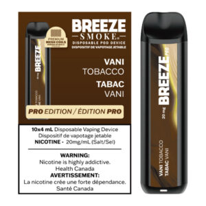 BREEZE PRO 20MG 2000 PUFFS 4ML DISPOSABLE VAPE - 10CT - VANI TOBACCO (VANILLA TOBACCO)