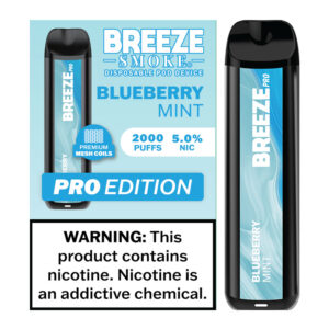 BREEZE PRO 20MG 2000 PUFFS 4ML DISPOSABLE VAPE - 10CT - BLUEBERRY MINT