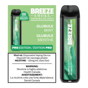 BREEZE PRO 20MG 2000 PUFFS 4ML DISPOSABLE VAPE - 10CT - GLUBULE MINT (CHEW MINT)