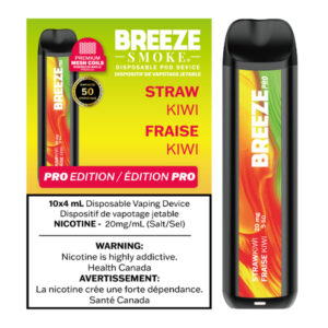 BREEZE PRO S50 2000 PUFFS 4ML DISPOSABLE VAPE - 10CT - STRAWKIWI
