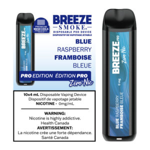 BREEZE PRO ZERO NIC 2000 PUFFS 4ML DISPOSABLE VAPE - 10CT - BLUE RASPBERRY
