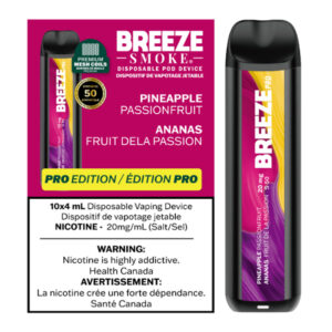 BREEZE PRO S50 2000 PUFFS 4ML DISPOSABLE VAPE - 10CT - PINEAPPLE PASSIONFRUIT