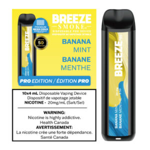 BREEZE PRO S50 2000 PUFFS 4ML DISPOSABLE VAPE - 10CT - BANANA MINT