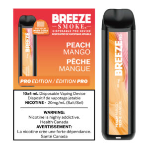 BREEZE PRO 20MG 2000 PUFFS 4ML DISPOSABLE VAPE - 10CT - PEACH MANGO