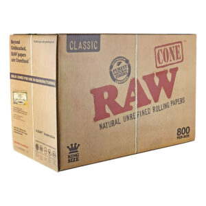 RAW CLASSIC NATURAL UNREFINED PRE-ROLLED CONES KINGSIZE - BOX/800