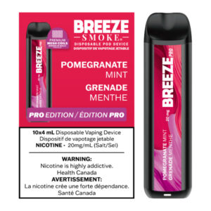 BREEZE PRO 20MG 2000 PUFFS 4ML DISPOSABLE VAPE - 10CT - POMEGRANATE MINT