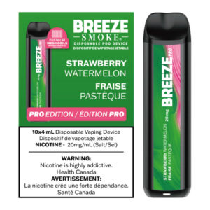 BREEZE PRO 20MG 2000 PUFFS 4ML DISPOSABLE VAPE - 10CT - STRAWBERRY WATERMELON