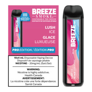 BREEZE PRO 20MG 2000 PUFFS 4ML DISPOSABLE VAPE - 10CT - LUSH ICE