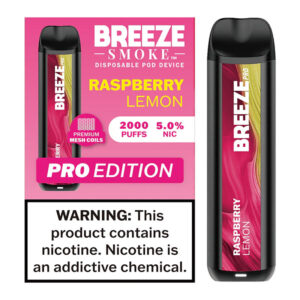 BREEZE PRO 20MG 2000 PUFFS 4ML DISPOSABLE VAPE - 10CT - RASPBERRY LEMON