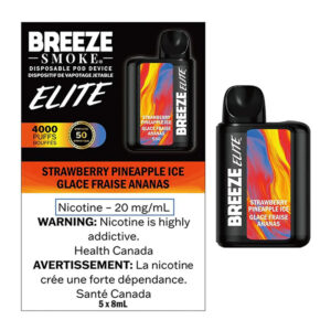 BREEZE ELITE S50 4000 PUFFS 6ML DISPOSABLE VAPE - 5CT - STRAWBERRY PINEAPPLE ICE