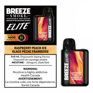 BREEZE ELITE S50 4000 PUFFS 6ML DISPOSABLE VAPE - 5CT - RASPBERRY PEACH ICE