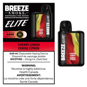 BREEZE ELITE S50 4000 PUFFS 6ML DISPOSABLE VAPE - 5CT - CHERRY LEMON