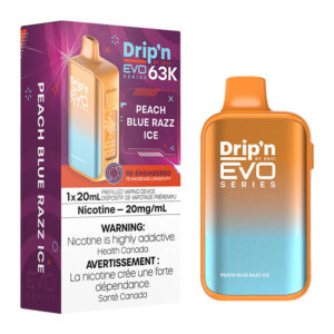 DRIP'N BY ENVI EVO 63K DISPOSABLE - PEACH BLUE RAZZ ICE 20MG 4PC/CARTON [ONTARIO]